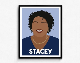 Stacey Abrams Feminist Icon Portrait, Minimalist Feminist Art Print, Wall Art Decor