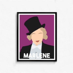 Marlene Dietrich Feminist Icon Portrait, Minimalist Wall Art Decor