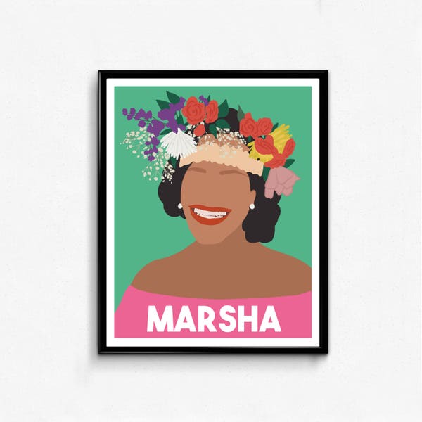 Marsha P. Johnson Feminist Icon Portrait- Minimalist Feminist Art, Wall Art Decor