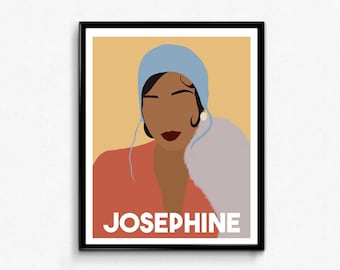 Josephine Baker Feminist Icon Portrait, Minimalist Wall Art Decor