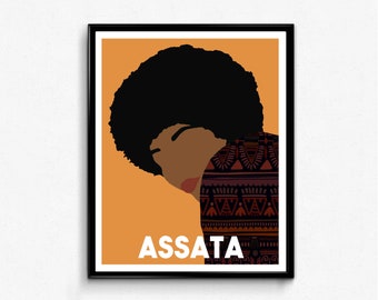 Assata Shakur Feminist Icon Portrait, Minimalist Icon,