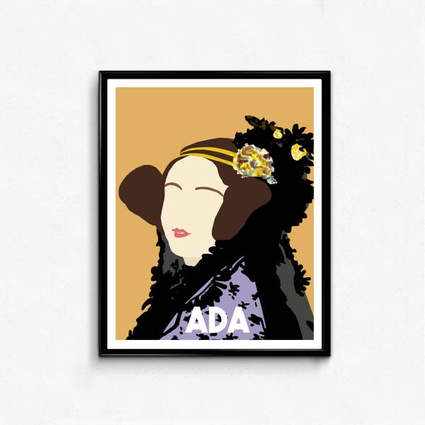 Ada Lovelace Feminist Icon Portrait, Feminist Poster, Minimalist Print, Wall Art Decor