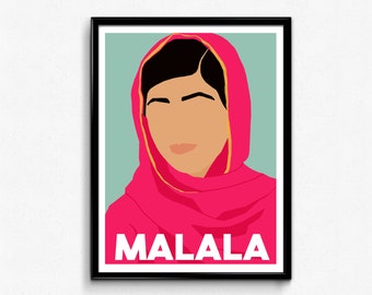 Malala Yousafzai Feminist Icon Poster, Minimalist Print