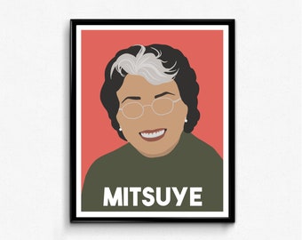 Mitsuye Yamada Minimalist Feminist Icon Portrait- Activism, Wall Art Decor Gift