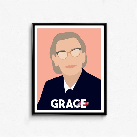 Grace Hopper Feminist Icon Portrait Minimalist Wall Art Decor | Etsy