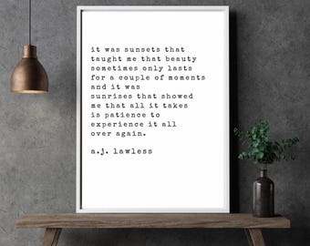 AJ Lawless Sunset Canvas Print, Framed Farmhouse Wall Art, Inspirational Quote Decor, Ready to Hang, Rustic Sunset Art, Wall Decor