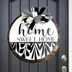 Home Sweet Home Sign, Front Porch Decor, Modern Front Door Decor, Year Round Front Door Wreath, Decorative Door Hanger, Welcome Sign
