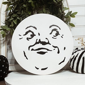 Man in the Moon 10” Round Sign Celestial Home Decor - Halloween Wall Sign