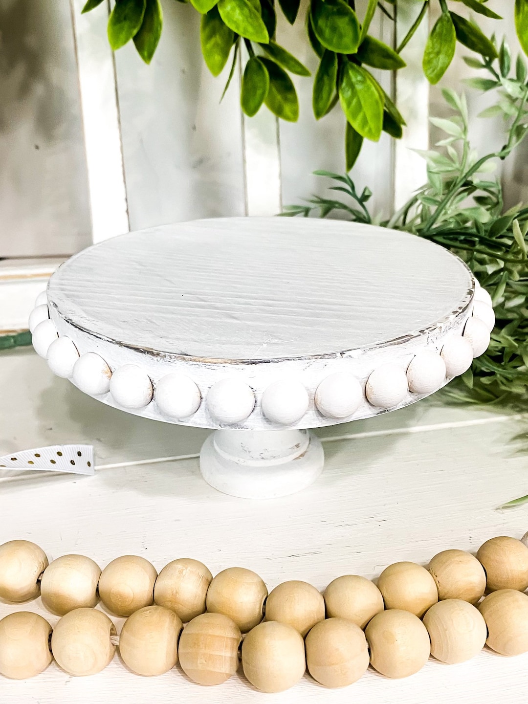 Rustic White Riser Table for Tiered Tray Decor, Candle and Mug Display ...