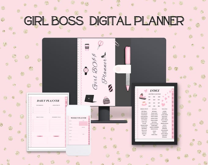 Girl Boss Planner Printable | Entrepreneur Planner for Women | Daily Business Templates & Goal Setting | Boss Babe Productivity Planner