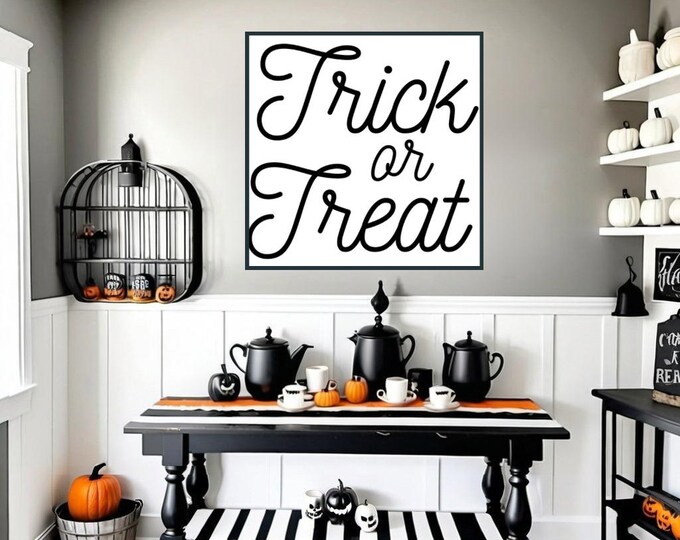 Trick or Treat Halloween Digital Print - Farmhouse Wall Art for Fall Home Decor - Spooky Halloween Home Decor -