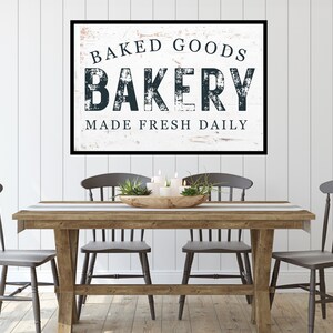 Placa de padaria para produtos de panificação estilo vintage - Arte de parede de cozinha de fazenda rústica - Impressão digital