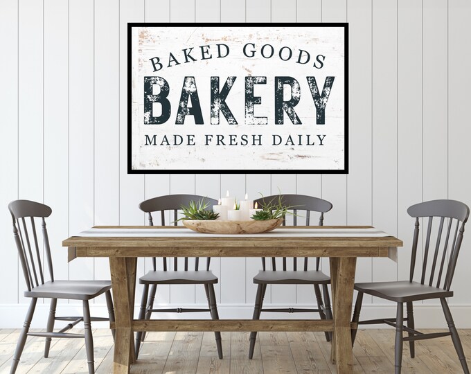 Vintage Style Baked Goods Bakery Sign - Rustic Farmhouse Kitchen Wall Art - Digital Print