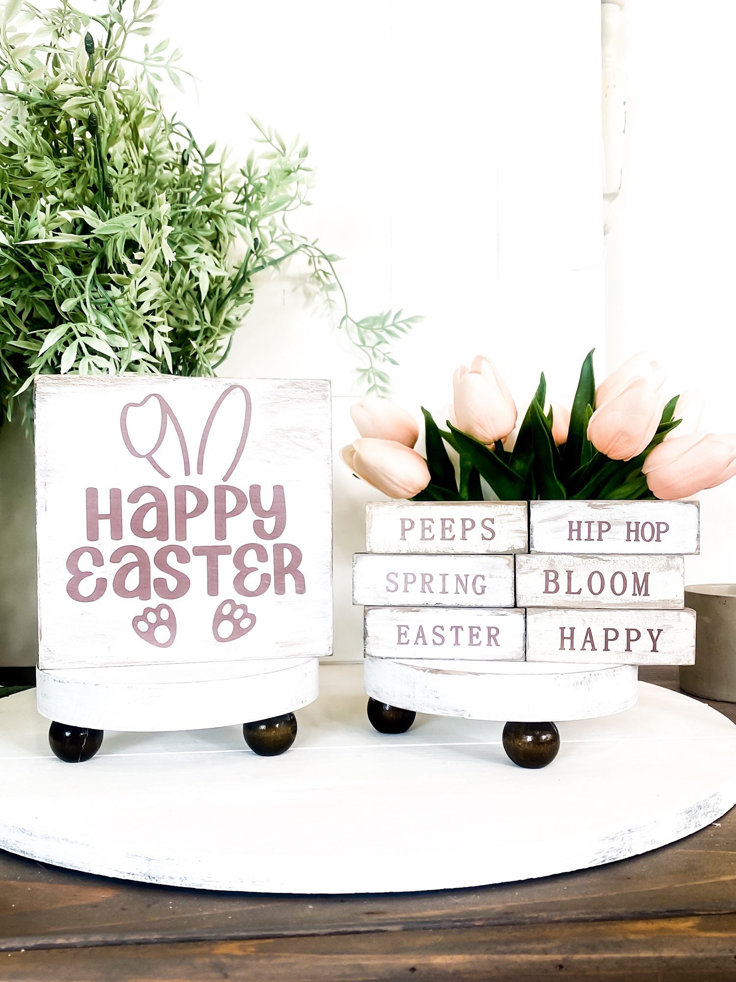 Easter Decor Bundle with Wood Signs and Mini Word Blocks, Easter Typography  Wood Signs for Tiered Tray Decor