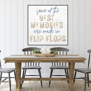 Best Memories are Made in Flip Flops Rustic Beach Sign for Beach House Decor - Vintage Beach Memories - Beach Lovers Gift