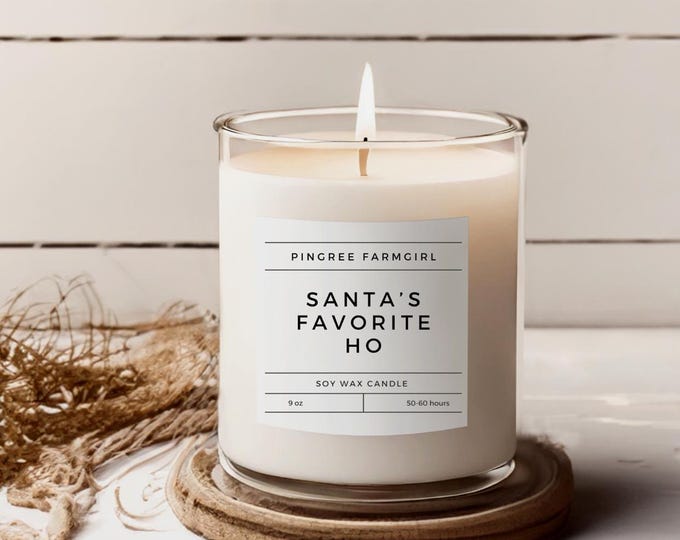 Santa's Favorite Ho Scented Soy Christmas Candle, 9oz Stocking Stuffer, Best Friend Gift, Candles with Sayings, Glass Jar Candle, Funny Gift
