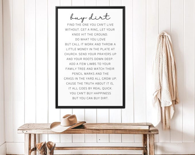 Buy Dirt Framed Canvas Wall Art - Farmhouse Style Rustic Decor, Inspirational Quote Print, Rustic Wood Sign, Modern Wall Decor