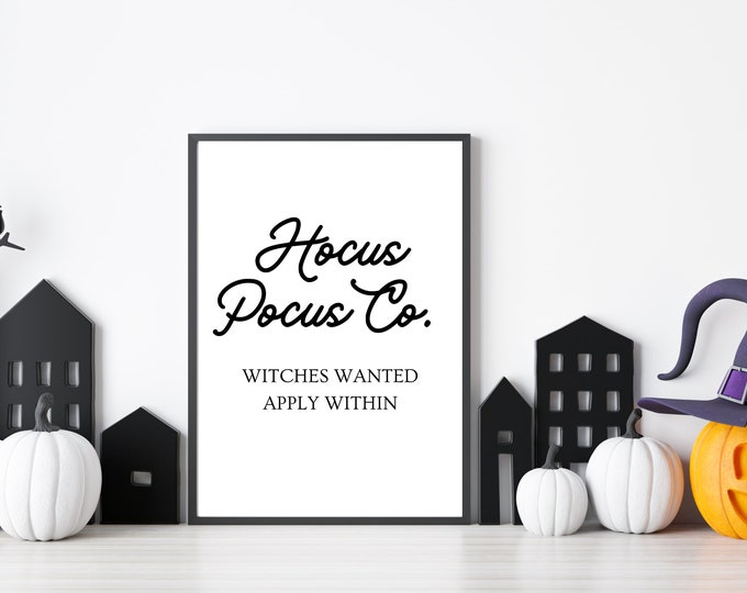 Hocus Pocus Co Art Print - Witchy Halloween Wall Decor - Eerie Haunted House Decorations - Farmhouse Style Halloween Print -