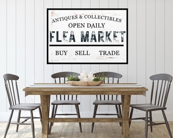 Vintage Flea Market Sign Digital Print - Farmhouse Style Wall Art - Instant Download