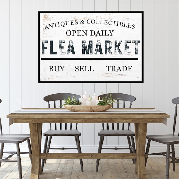 Vintage Flea Market Sign Digital Print - Farmhouse Style Wall Art - Instant Download