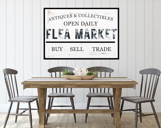 Vintage Flea Market Sign Digital Print - Farmhouse Style Wall Art - Instant Download
