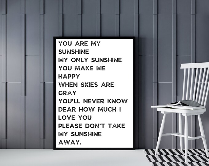 You Are My Sunshine Digital Print - Farmhouse Style Wall Art & Inspirational Decor - Modern Wall Hanging - Gift for Her