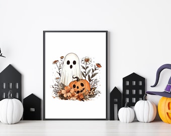 Digital Halloween Decor - Ghost Print for Festive Fall Home Decor - Halloween Wall Art - Seasonal Wall Decor - Pumpkin Decor