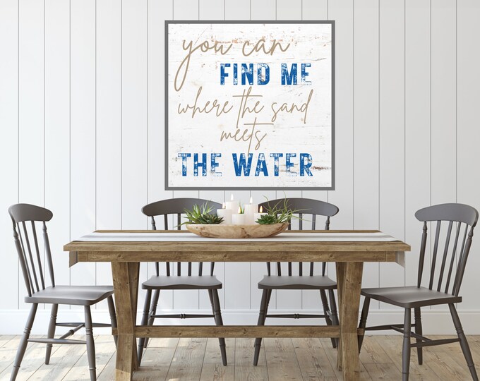 Rustic Beach House Sign: Sand Meets Water Coastal Wall Art - Instant Download - Beach Lovers Gift