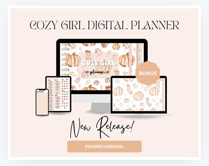 Fall Themed Digital Planner, Cozy Girl Aesthetic 2025 Ipad Planner, Fall Portrait Weekly Planner, Good Notes Planner, Daily Journal