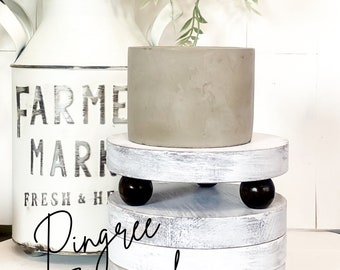 Chalk Painted Wood Tiered Tray Riser for Small Decor, Candle Holder, Mug Stand, Plant Stand Distressed Farmhouse Decor