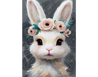 Osterhase Matte Poster Druck, Vertikale Wand, Kunst Dekor - Matte Vertikal Poster, Ostern Kunstdruck, hübsche Häschen-Wand-Dekor, Häschen-Kunst