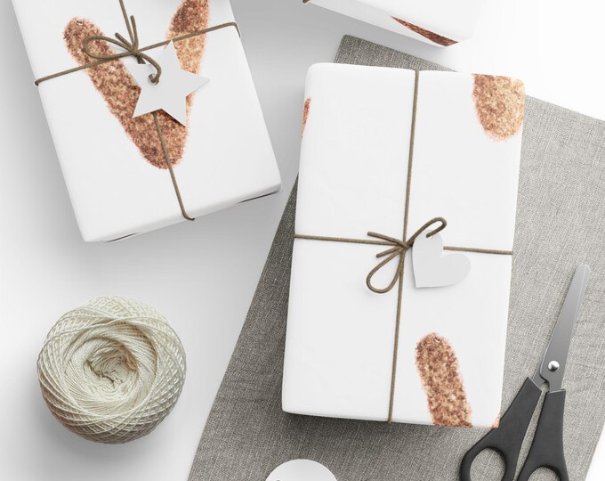 Wrapping Papers, Rose Gold Sparkly Heart Elegant Christmas Gift Wrap, Holiday Present Packaging, Festive Gift Wrapping, Luxury Gift Wrap,