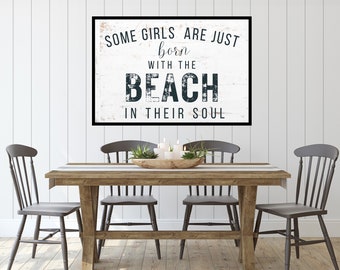 Vintage Some Girls Are Born Beach Soul Art Print - Coastal Decor for Beach House - Digital Print