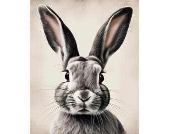 Easter Bunny Poster, Vertical Wall Art, Watercolor Print, Matte Home Decor, Nursery Art, Holiday Decoration