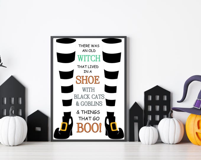 Halloween Witch Print with Poem - Farmhouse Tabletop Decor - Fall Home Wall Art - Halloween Wall Sign - Witchy Decor