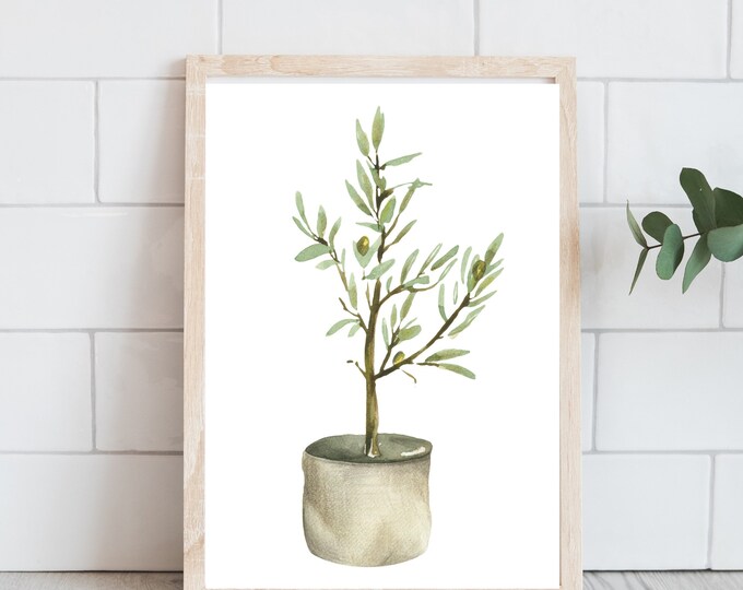 Olive Tree Print - Farmhouse Wall Decor - Botanical Print - Instant Digital Download - Spring Home Decor - Gift for Plant Lover