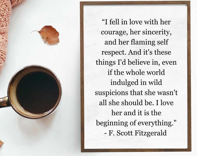 F. Scott Fitzgerald Literary Art Print - Instant Download - Farmhouse Style Decor - 3 Different Colors