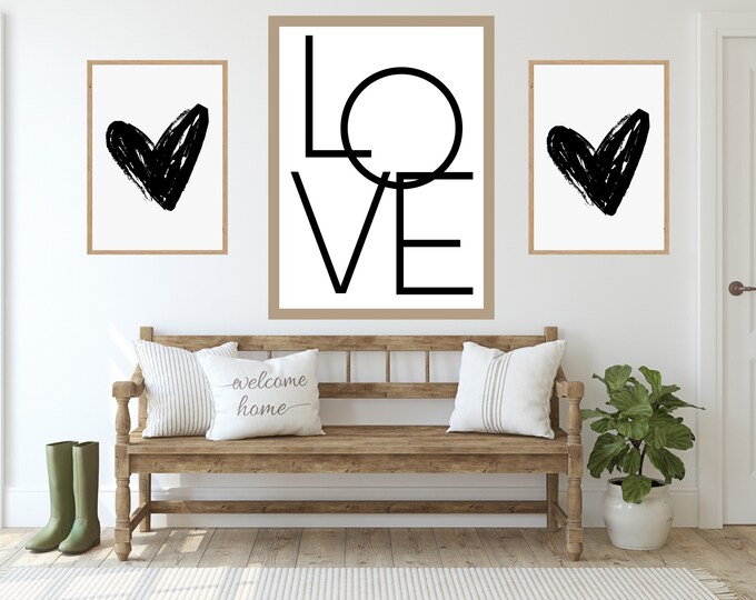 Modern Farmhouse Love Sign - Minimalist Wall Art Printable - Valentine Wall Decor