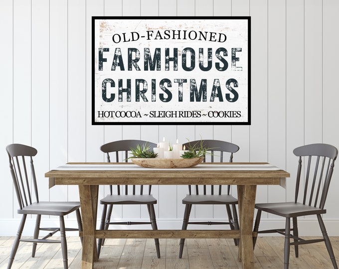 Vintage Farmhouse Christmas Sign - Holiday Home Decor - Printable Wall Art - Rustic Digital Christmas Print