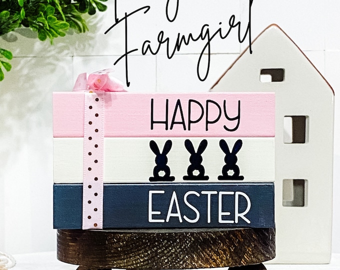 Handmade Easter Tiered Tray Signs for Beautiful Spring Decoration, Easter Table Centerpiece with Beautiful Typography