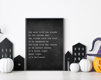 Vintage Style Halloween Poem Print for Rustic Home Decor - Haunted House Art - Spooky Halloween Digital Art Print - Rustic Halloween Decor