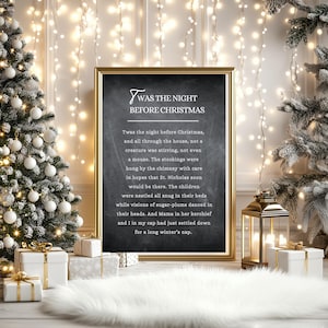 Vintage Twas the Night Before Christmas Digital Print, Christmas Quote Wall Art, Festive Holiday Poem Printable, Christmas Decor