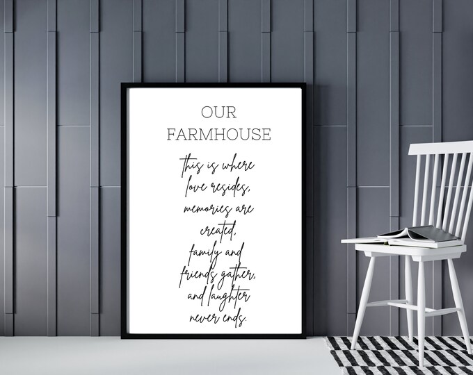 Our Farmhouse Minimalist Style Sign - Modern Wall Art Printable - Spring Wall Decor