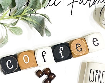 Handcrafted Coffee Blocks for Coffee Themed Decor, Coffee Bar Accessories - 1.5 Inch Coffee Blocks