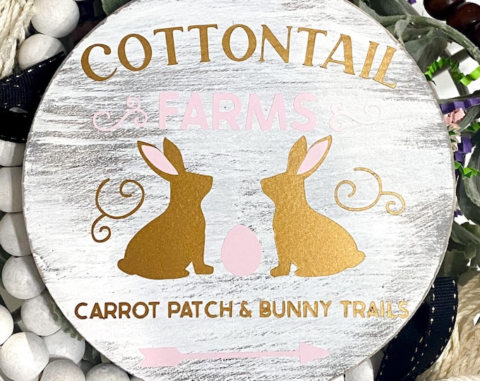 Easter Bunny Round Wood Sign for Rustic Farmhouse Decor and Easter Displays, Easter Wood Sign with Beautiful Typography