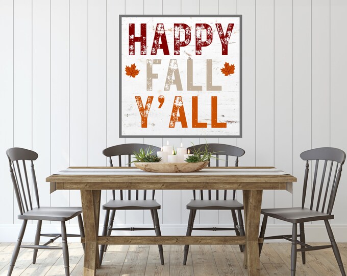 Happy Fall Y'all Rustic Sign - Vintage Fall Wall Decor - Digital Print - Colorful Fall Sign - Rustic Farmhouse Decor - Fall Quote Wall Art
