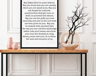 May Today There Be Peace Within Digital Print- Farmhouse Wall Art - Housewarming Gift - Inspirational Wall Decor