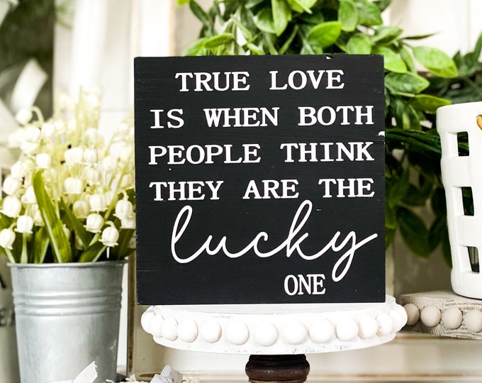 Double-Sided Wood Signs with Farmhouse Typography 5 x 5 Wood Signs for Tiered Tray and Coffee Table Farmhouse Decor