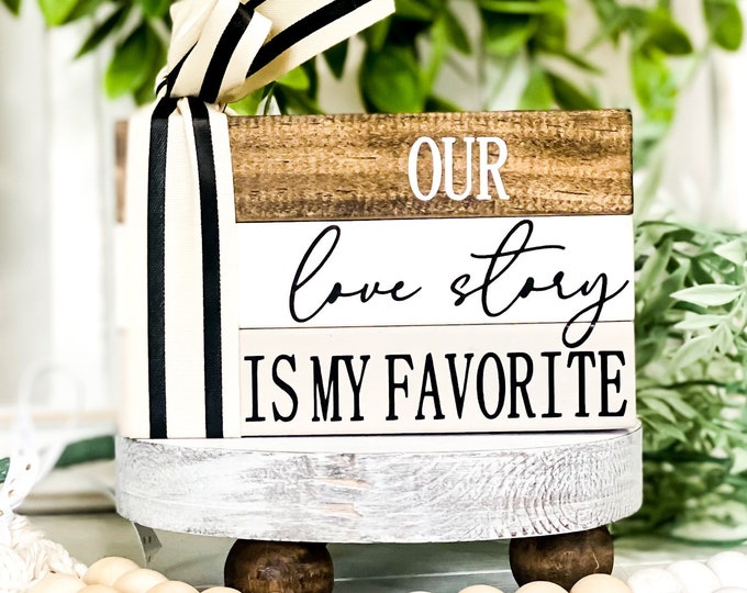 Rustic Wood Sign for Farmhouse Wedding Reception, Elegant Typography Love Quote Sign, Tray Decor