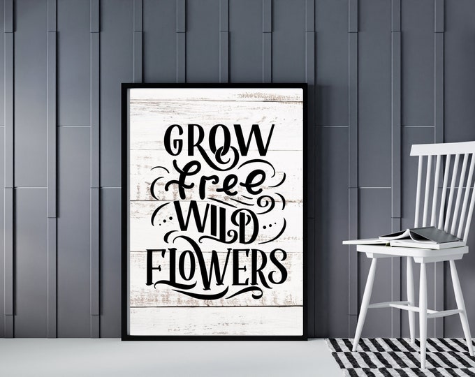 Spring Flowers Farmhouse Style Wall Printable - Gallery Wall Art - Wildflower Print